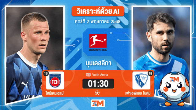 วิเคราะห์ฟุตบอล บุนเดสลีกา ระหว่าง ไฮน์เดนเฮลม์ พบ เฟาเอฟแอล โบคุ่ม