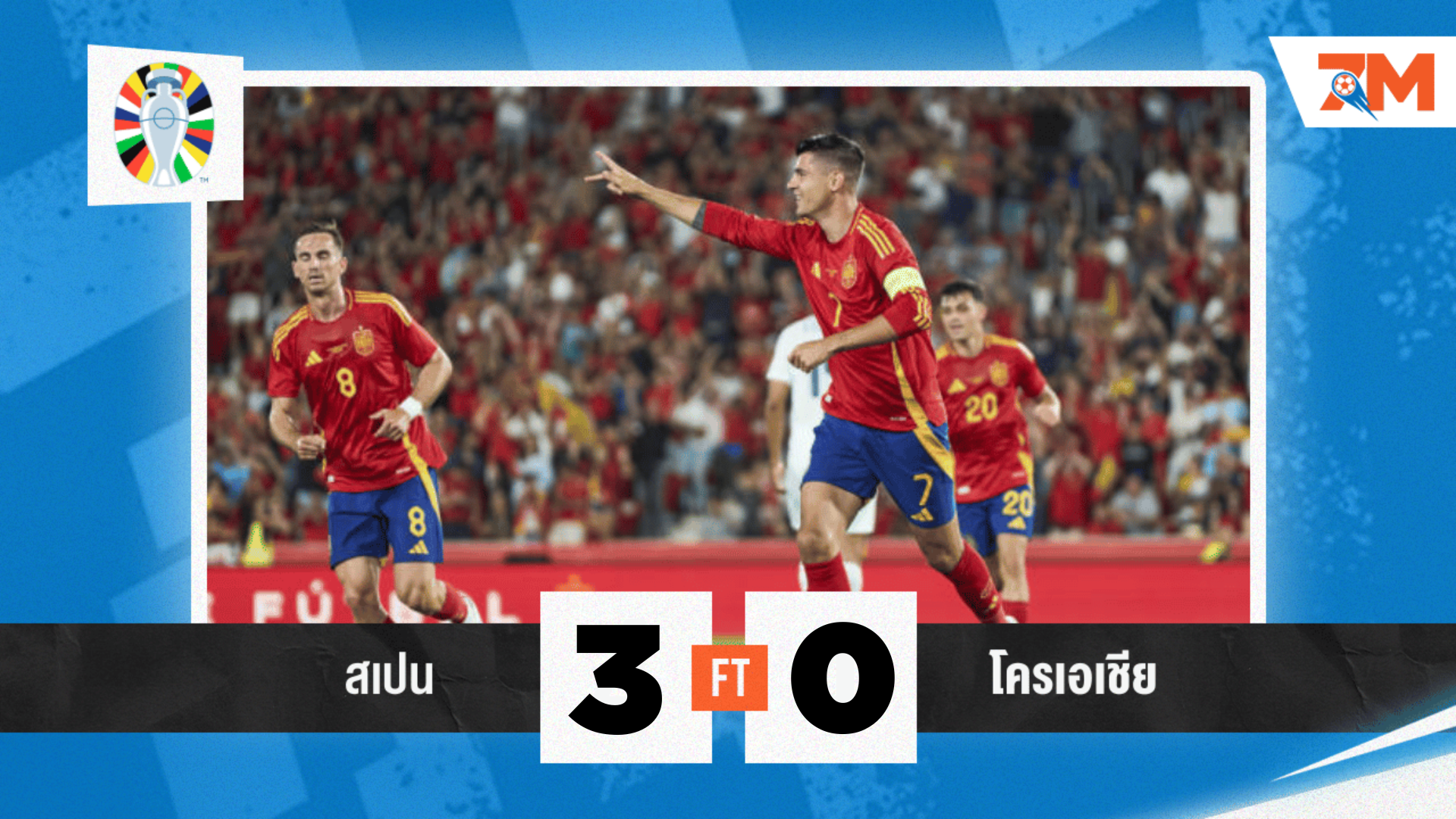 ผลบอล : สเปน ไล่อัด โครเอเชีย 3-1 ประเดิมชัยศึกยูโร 2024 กลุ่ม B
